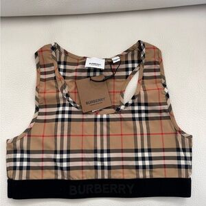 Burberry Tan and Black Plaid Sports Bra